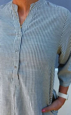 Outlet Kjole - Nia - Black Striped Kjoler