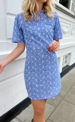 Clearance Kjole - Salina - Blue Embroidery Flower Kjoler