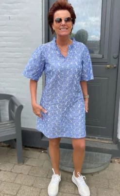 Clearance Kjole - Salina - Blue Embroidery Flower Kjoler