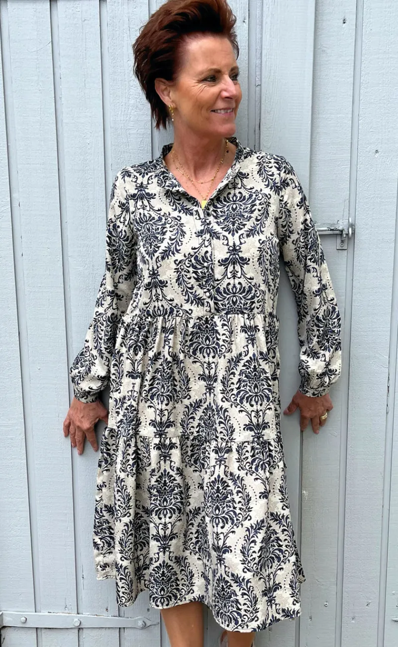New Kjole - Maiken - Creme / Blue Paisley Kjoler