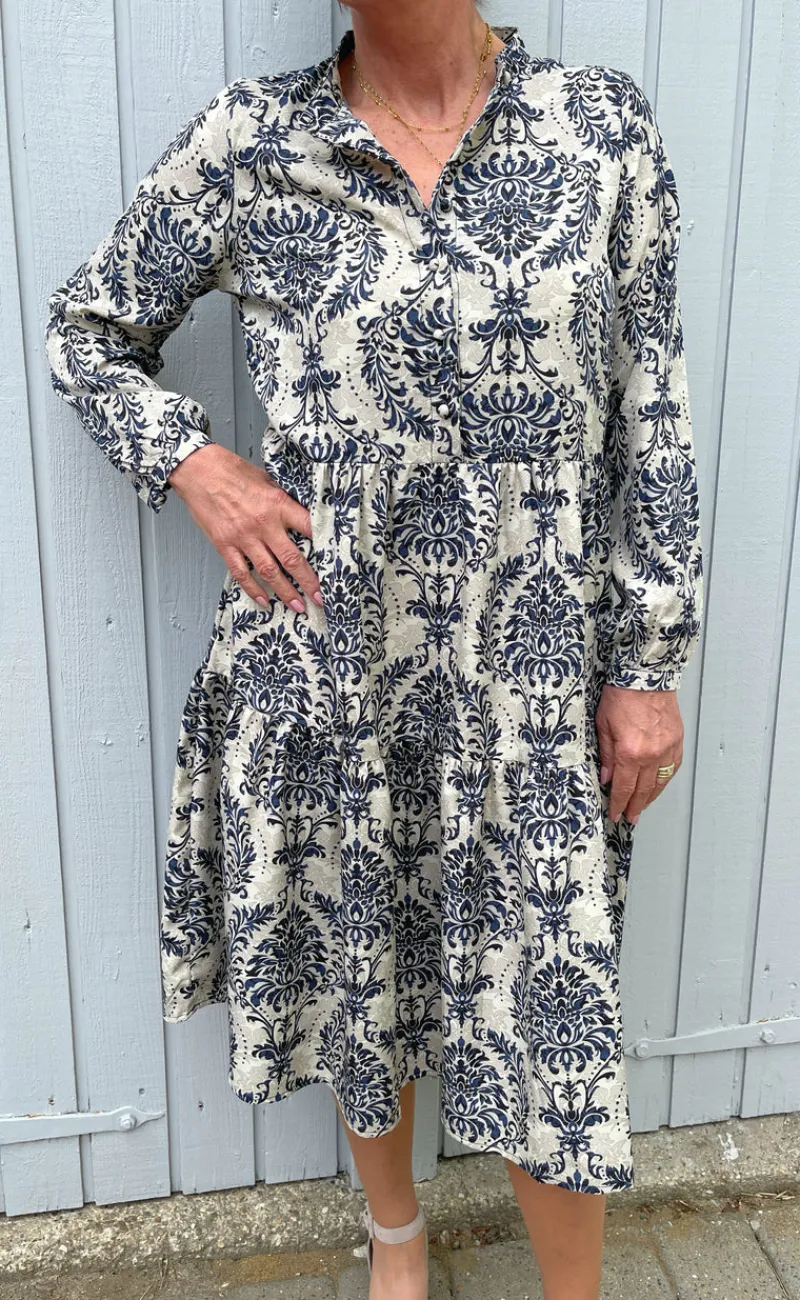 New Kjole - Maiken - Creme / Blue Paisley Kjoler