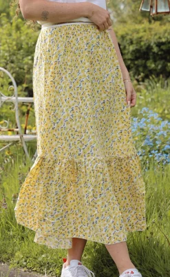 Sale Nederdel - Hanna - Yellow Flower Nederdele