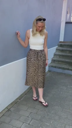 Outlet Nederdel - Patricia - Shiny Leopard Nederdele