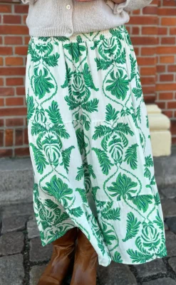 Online Nederdel - Malina - White / Green Paisley Nederdele