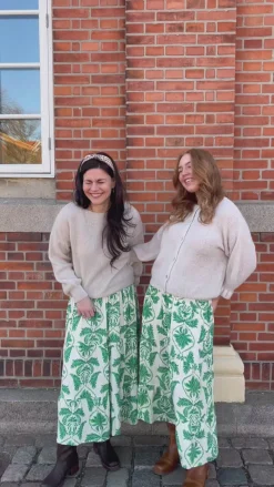 Online Nederdel - Malina - White / Green Paisley Nederdele