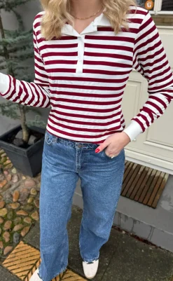 Discount Polo / Bluse - Pamela - Bordeaux Striped Bluser