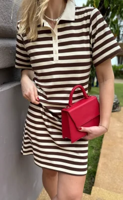 Polo Kjole - Pamela - Brown Striped Kjoler