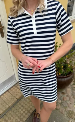 Sale Polo Kjole - Pamela - Navy Striped Kjoler