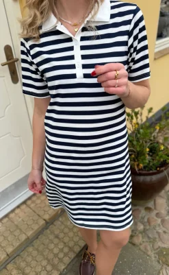Sale Polo Kjole - Pamela - Navy Striped Kjoler