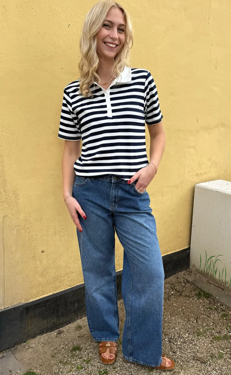 Sale Polo T-Shirt - Pamela Summer - Navy Striped T-shirts & Toppe