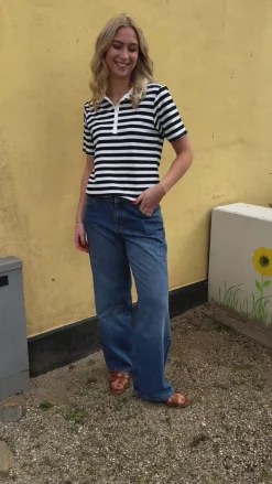 Sale Polo T-Shirt - Pamela Summer - Navy Striped T-shirts & Toppe