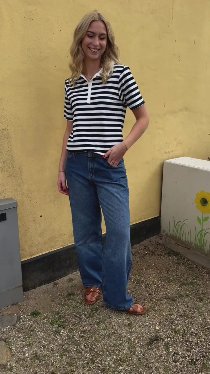 Sale Polo T-Shirt - Pamela Summer - Navy Striped T-shirts & Toppe