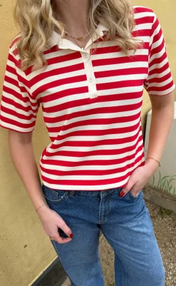 Best Polo T-Shirt - Pamela Summer - Red Striped T-shirts & Toppe