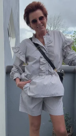 Hot Shorts - Liv - Grey Striped Shorts