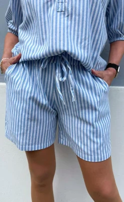 Discount Shorts - Alba - Blue Striped Shorts