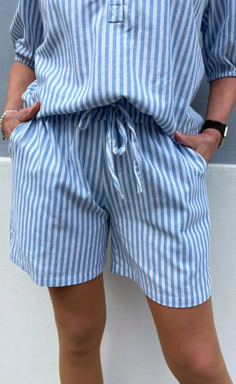 Discount Shorts - Alba - Blue Striped Shorts