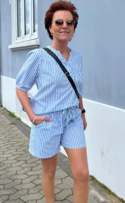Discount Shorts - Alba - Blue Striped Shorts