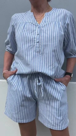 Discount Shorts - Alba - Blue Striped Shorts