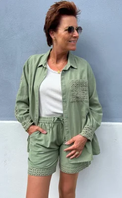 Sale Shorts - Sandy Linen - Army Green Shorts