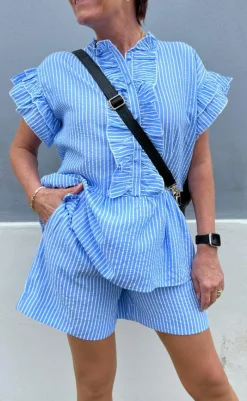 Clearance Shorts - Liv - Blue Striped Shorts