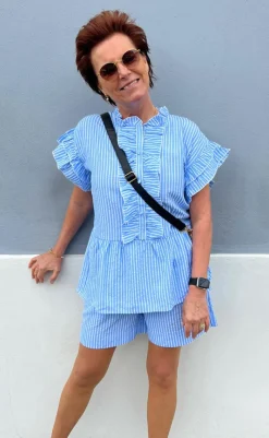 Clearance Shorts - Liv - Blue Striped Shorts