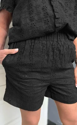 Shorts - Catja - Black Broderie Anglaise Shorts