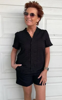 Shorts - Catja - Black Broderie Anglaise Shorts