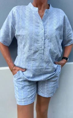 Sale Shorts - Erica - Blue/White Embroidery Shorts