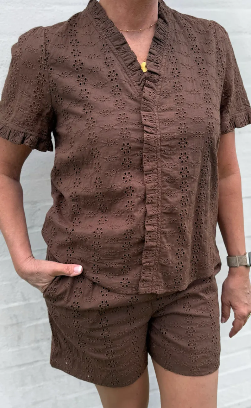 Hot Shorts - Catja - Mocca Broderie Anglaise Shorts