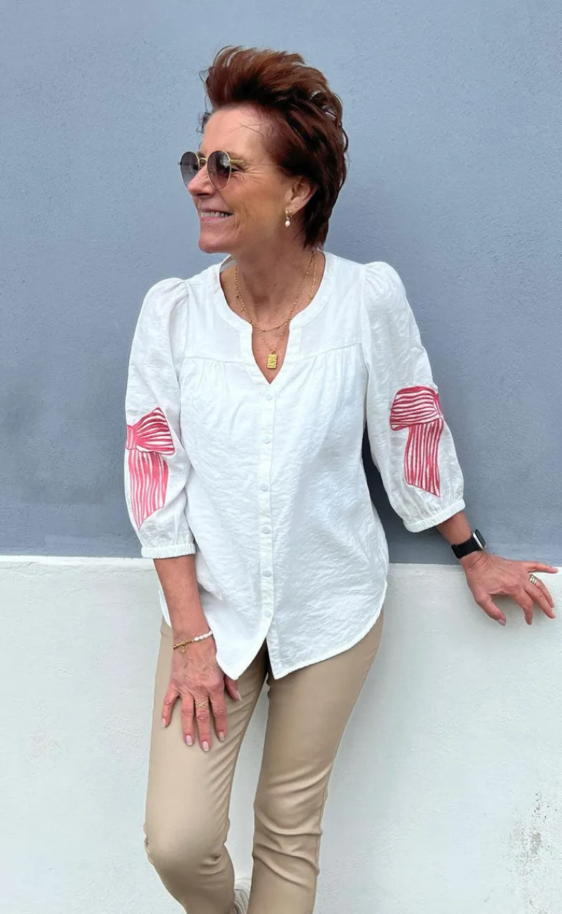 Best Skjorte - Milly - White W. Pink Bows Skjorter