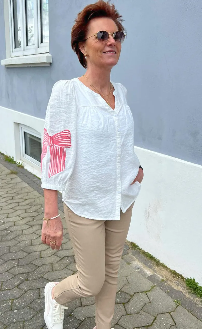 Best Skjorte - Milly - White W. Pink Bows Skjorter