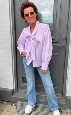 Outlet Skjorte - Bow - Pink Striped Skjorter