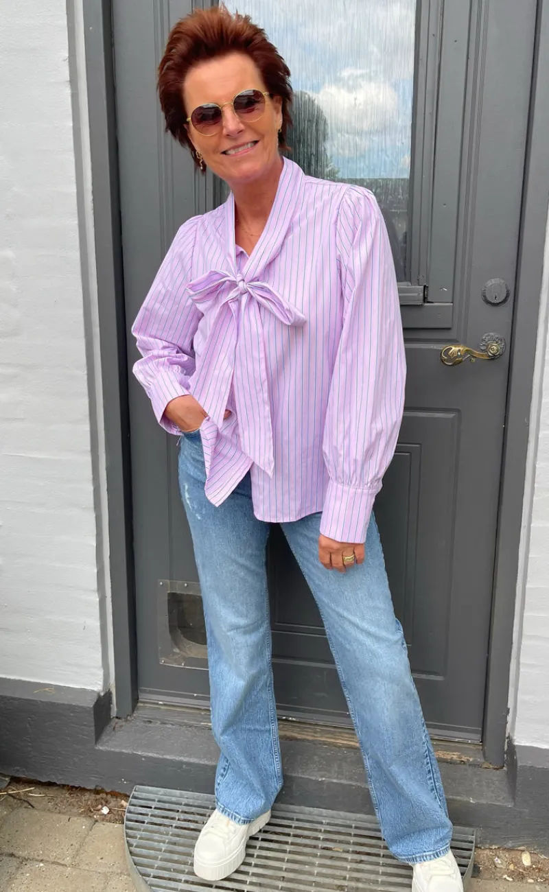 Outlet Skjorte - Bow - Pink Striped Skjorter