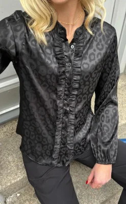 Clearance Skjorte - Florina - Black Leopard Skjorter