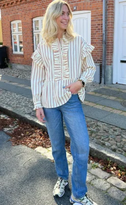 Skjorte - Frida - Red Striped Skjorter