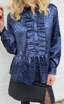 Hot Skjorte - Evie - Navy Blue Leopard Skjorter