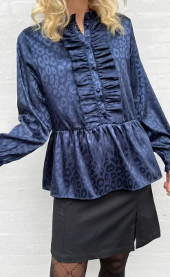 Hot Skjorte - Evie - Navy Blue Leopard Skjorter