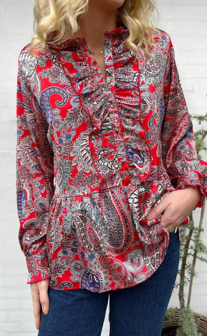 Sale Skjorte - Evie - Red Paisley Skjorter