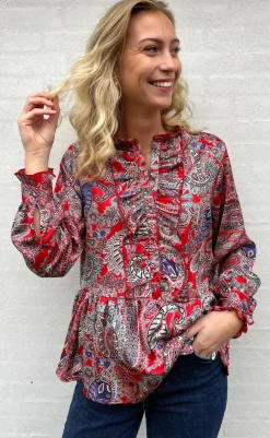 Sale Skjorte - Evie - Red Paisley Skjorter