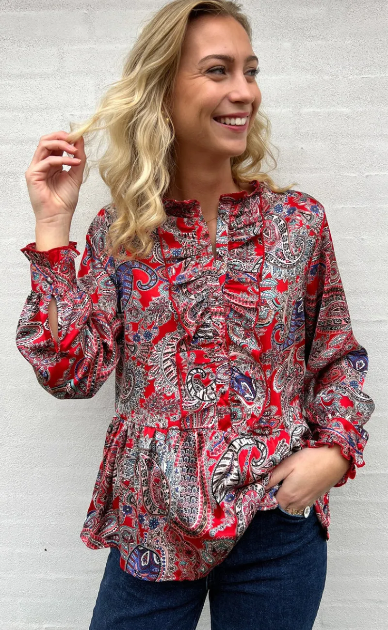 Sale Skjorte - Evie - Red Paisley Skjorter