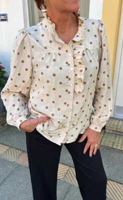 Sale Skjorte - Kesha - Beige / Brown Dots Skjorter