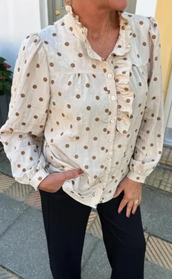 Sale Skjorte - Kesha - Beige / Brown Dots Skjorter