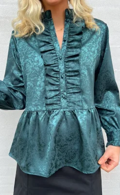 Hot Skjorte - Evie - Dark Green Flower Skjorter