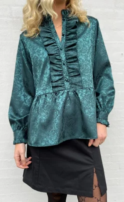 Hot Skjorte - Evie - Dark Green Flower Skjorter