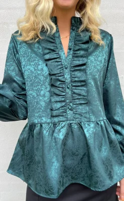 Hot Skjorte - Evie - Dark Green Flower Skjorter