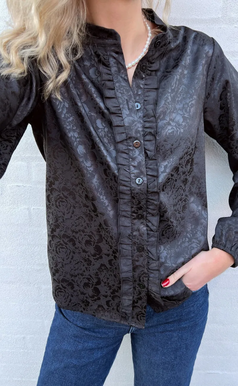 New Skjorte - Florina - Black Flower Skjorter