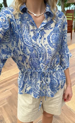 Sale Skjorte - Liana - Blue Paisley Skjorter|Striktrøjer & Sweat