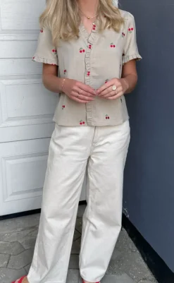 New Top - Catja - Sand W. Cherries T-shirts & Toppe