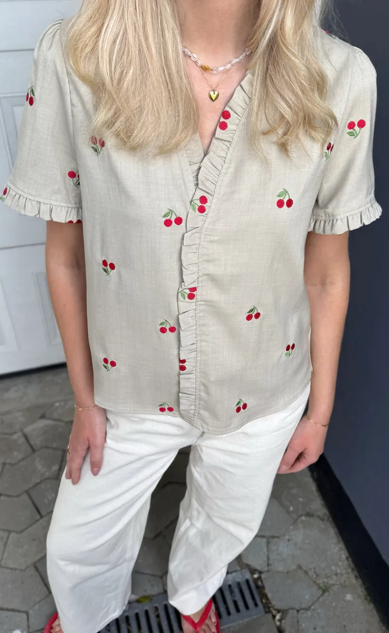 New Top - Catja - Sand W. Cherries T-shirts & Toppe