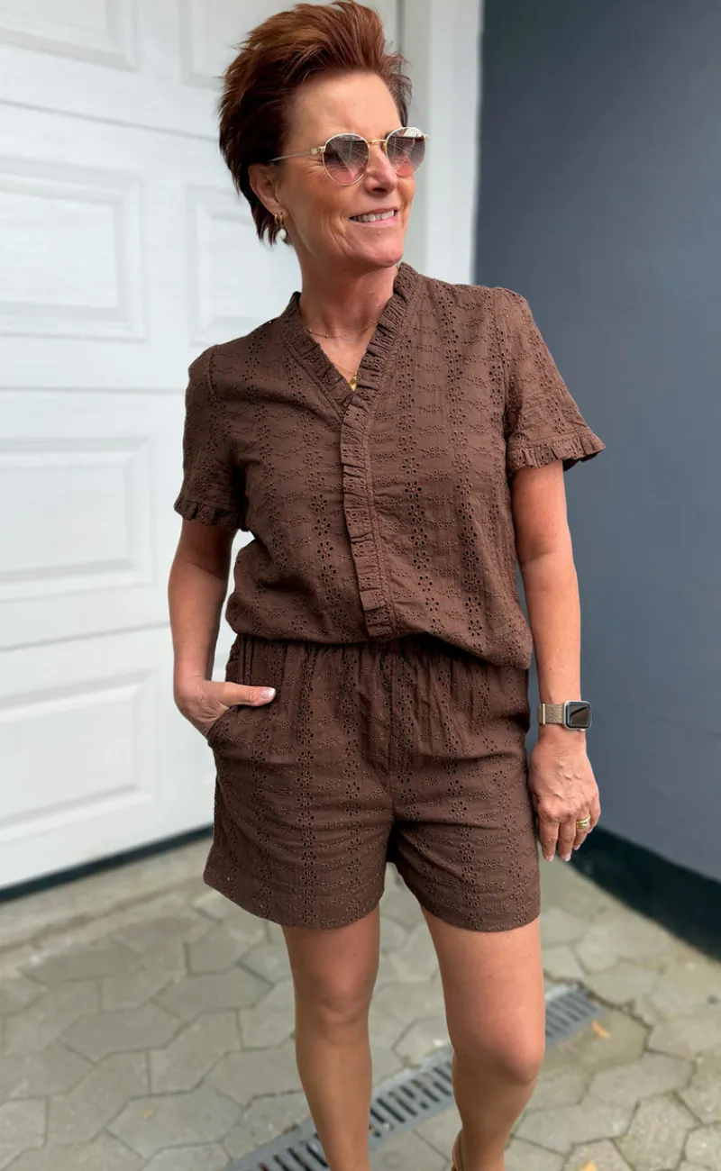 Sale Top - Catja - Mocca Broderie Anglaise T-shirts & Toppe